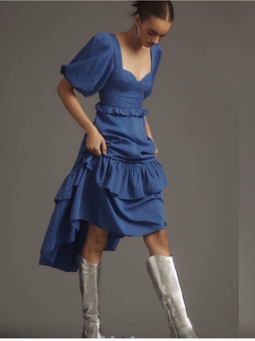 Farm Rio | Short-Sleeve Sweetheart Midi Dress - Picture 2 of 8